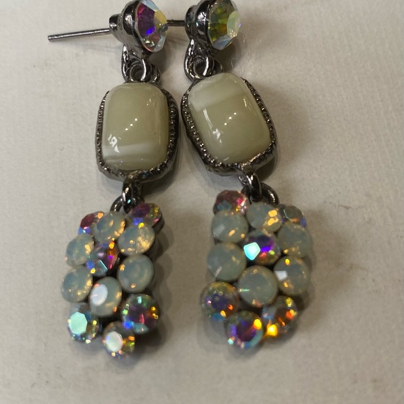 - Sea foam Green w ab Crystal pierced Drop Earring-SALE - Picture 2 of 14
